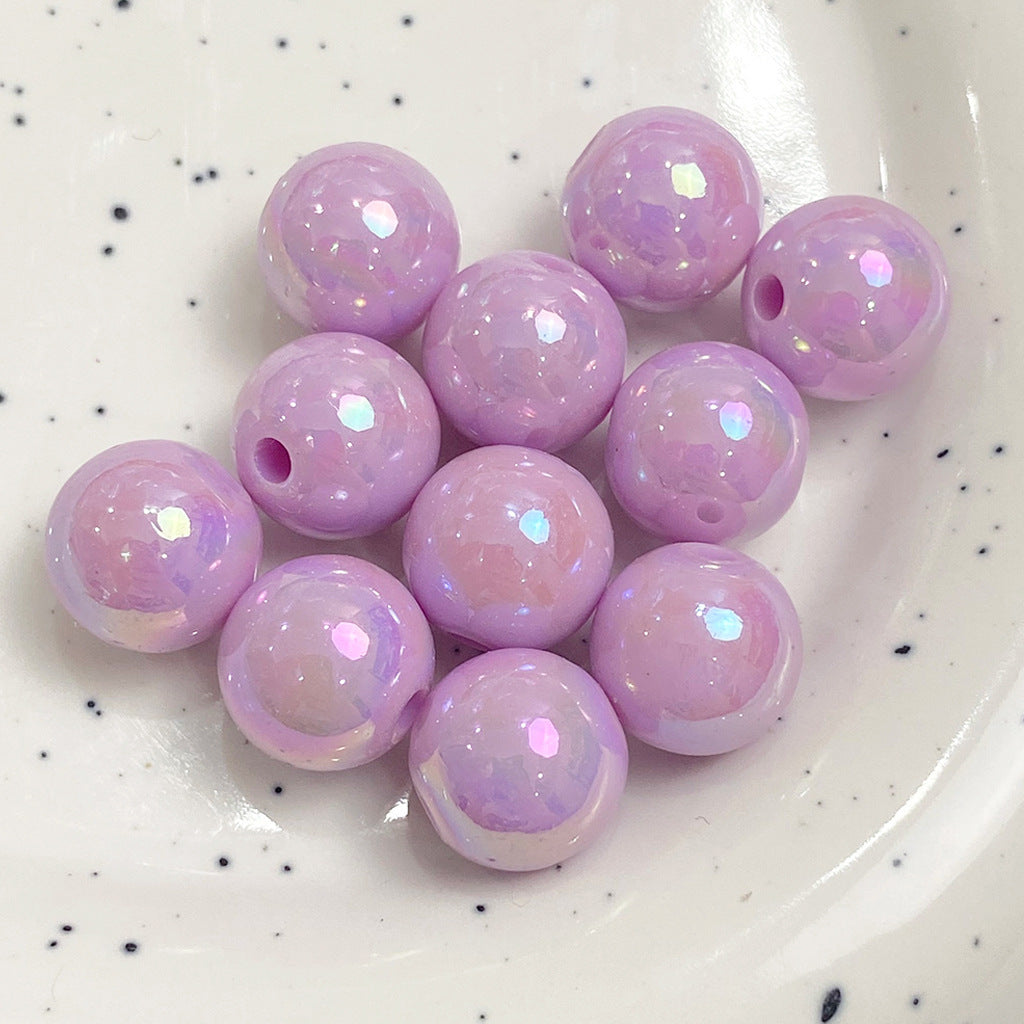 Al por mayor 30 piezas/paquete de cuentas redondas de color acrílico AB chapado